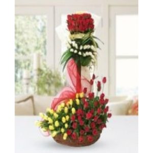 100 mix roses in 4 feet tall arrangement