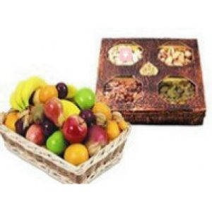 1 kg Mixed Dry Fruits With 2 kg Mixed Fruits Basket