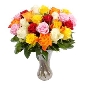 20 mix roses in a glass vase