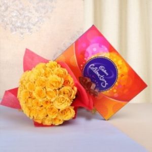 20 Yellow Rose With Celebration Pack