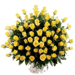 50 Yellow rose basket