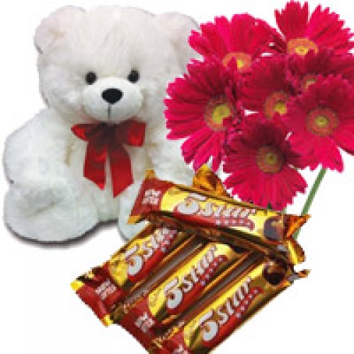 Gerbera, Teddy Bear With Chocolates