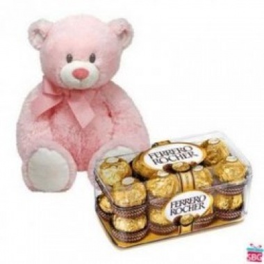 6 inch Teddy Bear and 16 Pcs Ferraro Rocher
