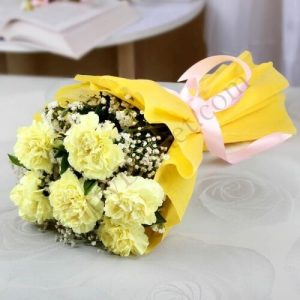 6 yellow Carnations Bunch