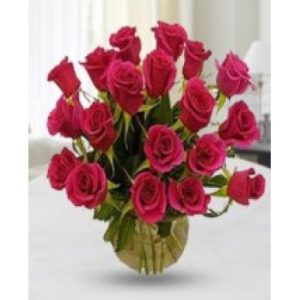 20 red roses in basket