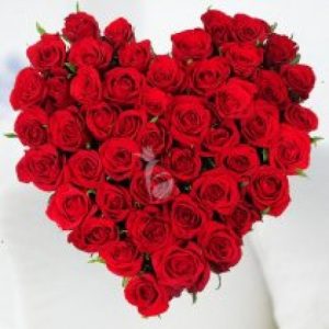 50 red rose heart shape arrangement