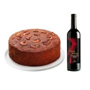 500 gm Plum Cake with Sula Red Wine Bottle 750ml