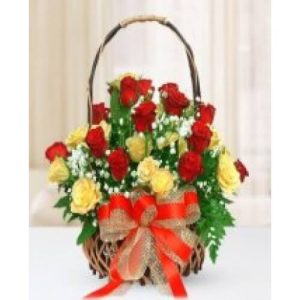 Red and Yellow Roses Basket