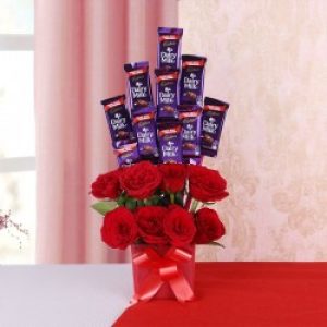 Bouquet of love and Dairy milk Chocolates