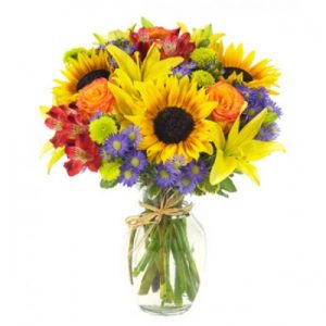 15 Mixed Flowers in Vase