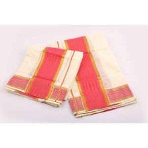 Kerala Mundu With Pink Border