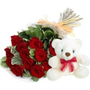 Teddy with Red Roses