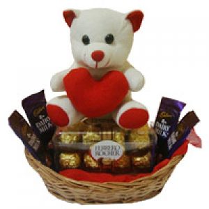 Chocolates Basket with Teddy