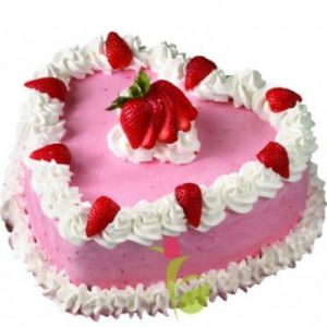 Heart shape strawberry cake